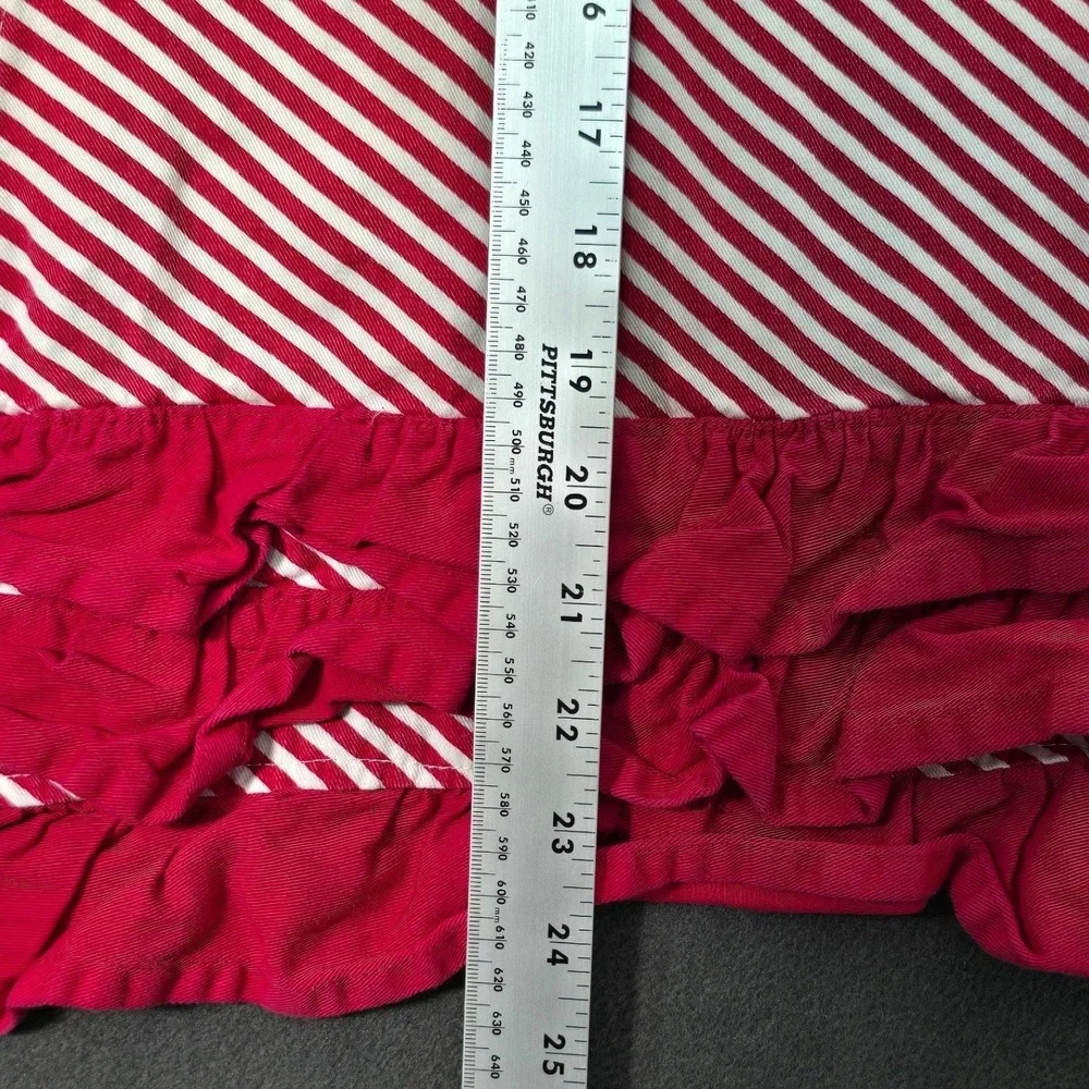 American Girl Doll Apron Red White Stripe Ruffle‎ Waist Ties